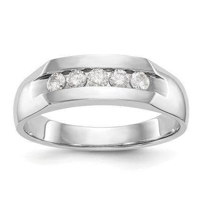 14K White Gold 5-Stone Diamond Men's Channel Band