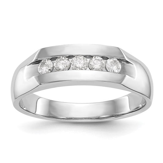 14K White Gold 5-Stone Diamond Men's Channel Band