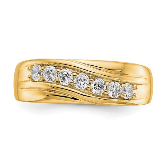 14K Yellow Gold 7-Stone 1/2 carat Diamond Complete Men's Band