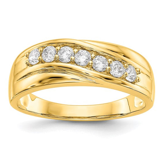14K Yellow Gold 7-Stone 1/2 carat Diamond Complete Men's Band