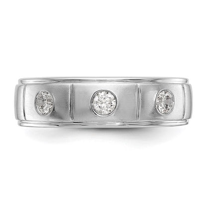 14K White Gold 3-Stone Bezel 1/3 carat Diamond Complete Men's Band