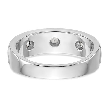 14K White Gold 3-Stone Bezel 1/3 carat Diamond Complete Men's Band