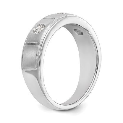 14K White Gold 3-Stone Bezel 1/3 carat Diamond Complete Men's Band
