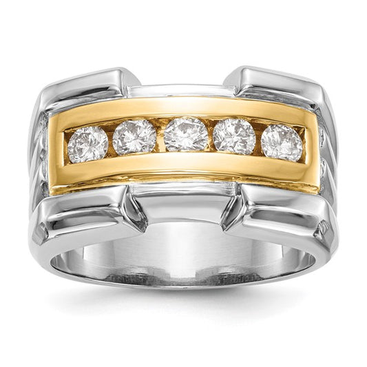 True Origin 14K Two-tone Men's 5/8 carat Lab Grown Diamond VS/SI D E F Channel Band