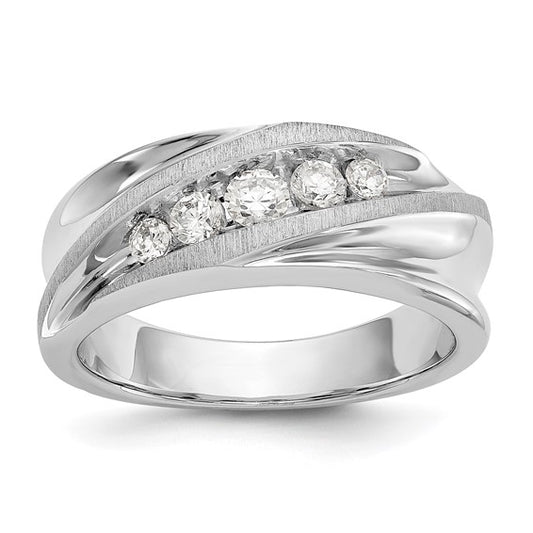 True Origin 14K White Gold Men's 1/2 carat Lab Grown Diamond VS/SI D E F Brushed and Polished Band