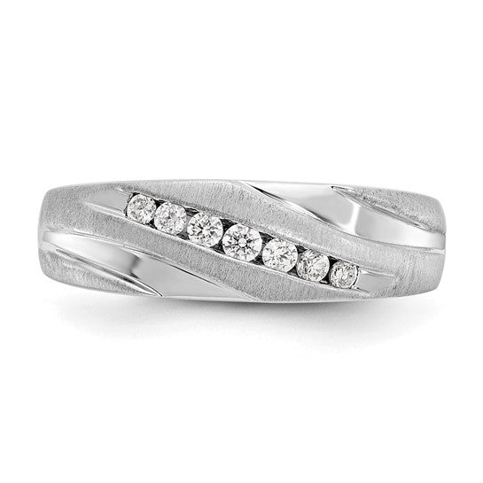 True Origin 14K White Gold Men's 1/4 carat Lab Grown Diamond VS/SI D E F Brushed and Polished Band