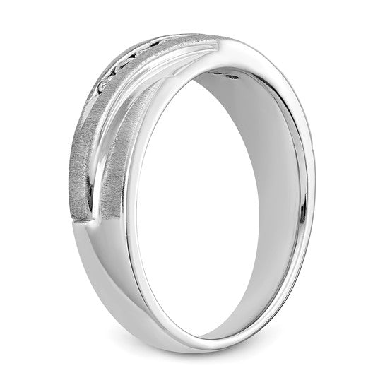 True Origin 14K White Gold Men's 1/4 carat Lab Grown Diamond VS/SI D E F Brushed and Polished Band