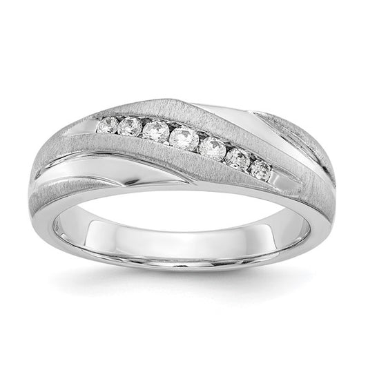 True Origin 14K White Gold Men's 1/4 carat Lab Grown Diamond VS/SI D E F Brushed and Polished Band