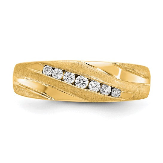 True Origin 14K Men's 1/4 carat Lab Grown Diamond VS/SI D E F Brushed and Polished Band