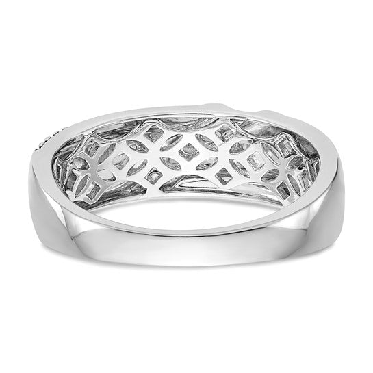 True Origin 14K White Gold Men's 1/8 carat Lab Grown Diamond VS/SI D E F Brushed Polished Antiqued Band