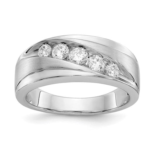 True Origin 14K White Gold Men's 1/2 carat Lab Grown Diamond VS/SI D E F Brushed and Polished Band