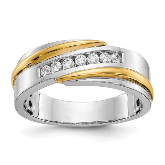 True Origin 14K Two-tone Men's 1/3 carat Lab Grown Diamond VS/SI D E F Brushed and Polished Band