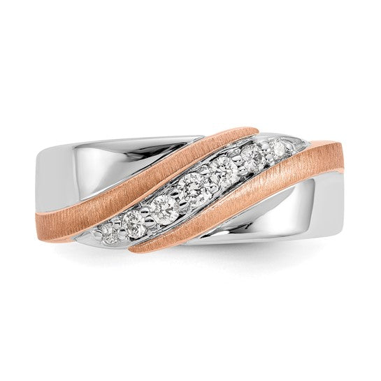 True Origin 14K Two-tone Men's 1/3 carat Lab Grown Diamond VS/SI D E F Brushed and Polished Band