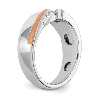 True Origin 14K Two-tone Men's 1/3 carat Lab Grown Diamond VS/SI D E F Brushed and Polished Band