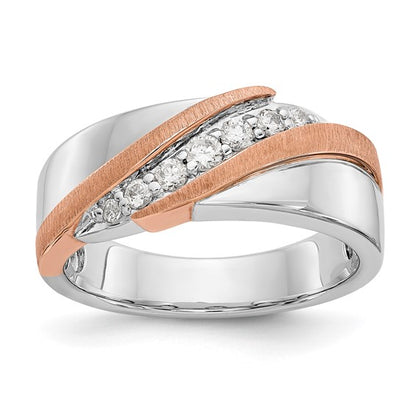 True Origin 14K Two-tone Men's 1/3 carat Lab Grown Diamond VS/SI D E F Brushed and Polished Band