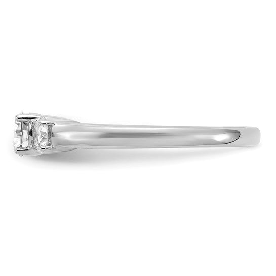 14K White Gold Lab Grown Diamond SI1/SI2, G H I, 3-Stone Complete Engagement Ring