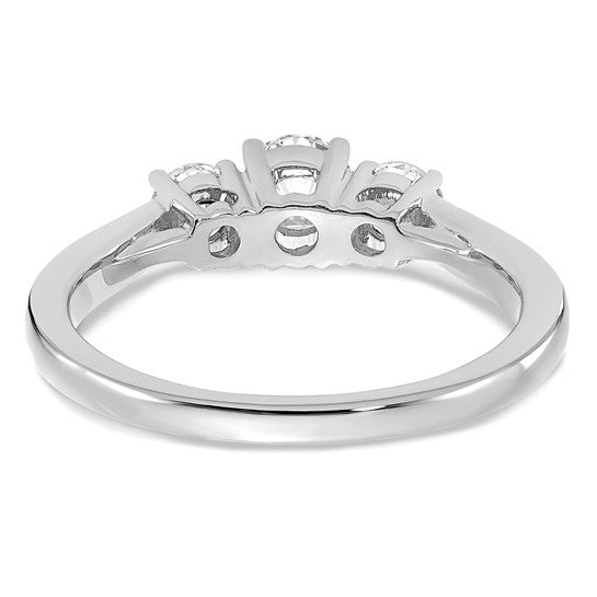 14K White Gold Lab Grown Diamond SI1/SI2, G H I, 3-Stone Complete Engagement Ring