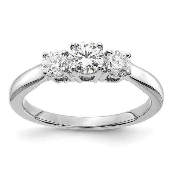 14K White Gold Lab Grown Diamond VS/SI GH, 3-Stone Semi-mount Eng Ri