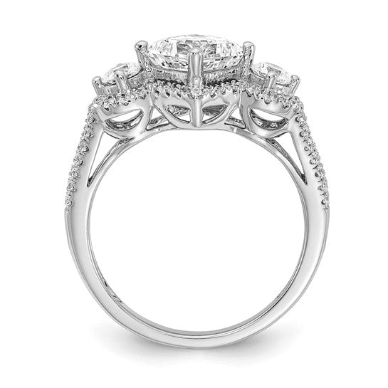 14k White Gold Diamond Semi-Mount 3stone Engagement Ring