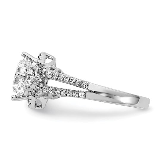 14k White Gold Diamond Semi-Mount 3stone Engagement Ring