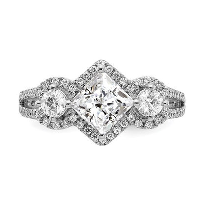 14k White Gold Diamond Semi-Mount 3stone Engagement Ring