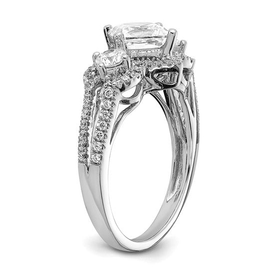 14k White Gold Diamond Semi-Mount 3stone Engagement Ring