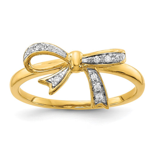 14k w/Rhodium Diamond Bow Ring