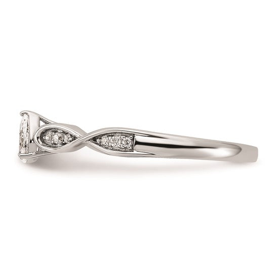 14k White Gold Criss-Cross (Holds 1/3 carat (5.7x3.7mm) Pear Center) 1/15 carat Diamond Semi-mount Engagement Ring