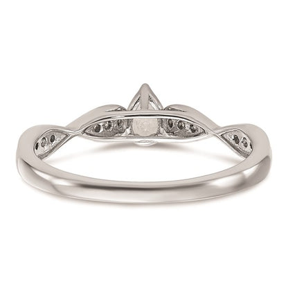 14k White Gold Criss-Cross (Holds 1/3 carat (5.7x3.7mm) Pear Center) 1/15 carat Diamond Semi-mount Engagement Ring