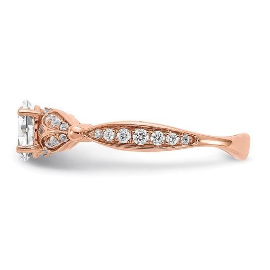 14k Rose Gold Diamond Semi-mount Engagement Ring