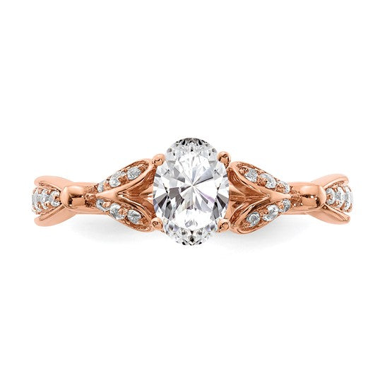 14k Rose Gold Diamond Semi-mount Engagement Ring