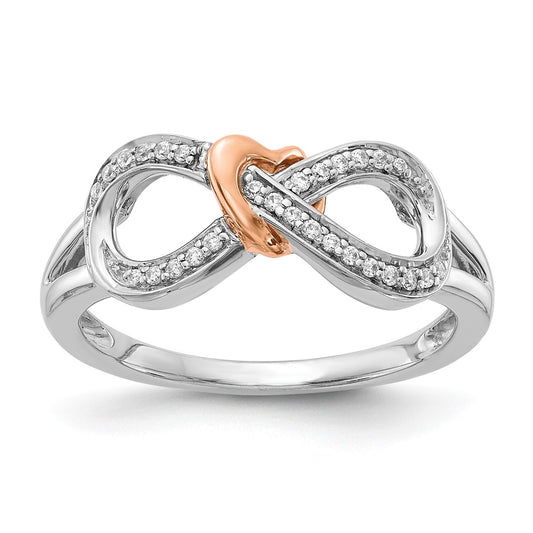 14k Two-tone Diamond Infinity w/Heart Ring