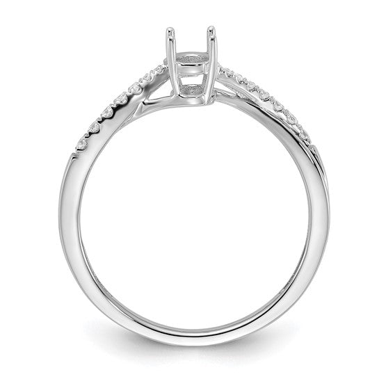 14k White Gold Oval Semi-mount Twisted Diamond Engagement Ring