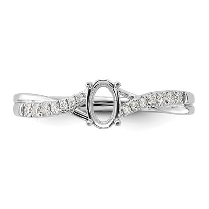 14k White Gold Oval Semi-mount Twisted Diamond Engagement Ring