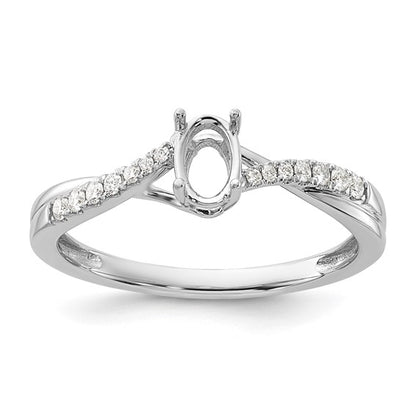 14k White Gold Oval Semi-mount Twisted Diamond Engagement Ring