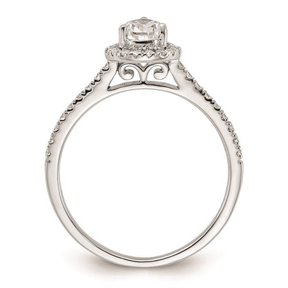 14k White Gold Halo Plus (Holds 3/4 carat (7.1x4.7mm) Pear Center) 1/4 carat Diamond Semi-mount Engagement Ring