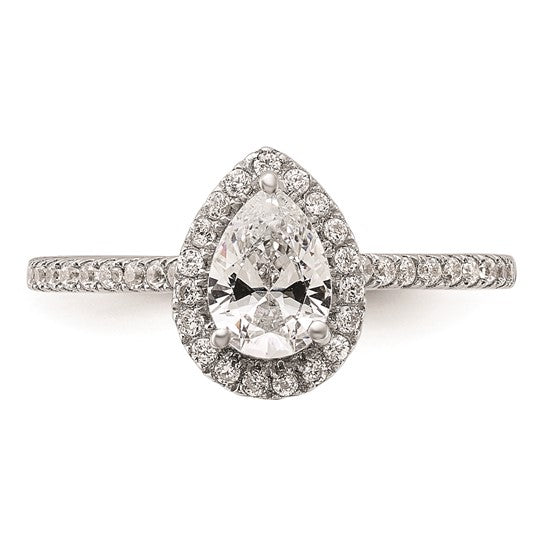 14k White Gold Halo Plus (Holds 3/4 carat (7.1x4.7mm) Pear Center) 1/4 carat Diamond Semi-mount Engagement Ring