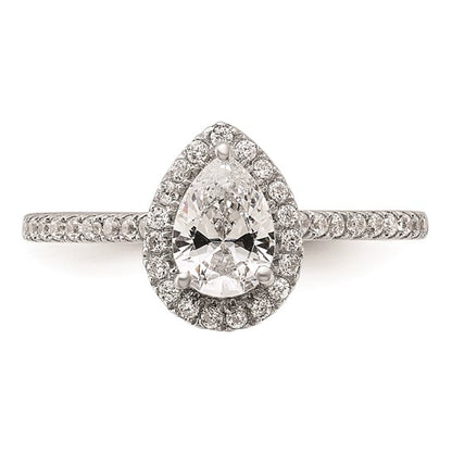 14k White Gold Halo Plus (Holds 3/4 carat (7.1x4.7mm) Pear Center) 1/4 carat Diamond Semi-mount Engagement Ring