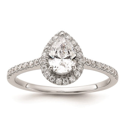 14k White Gold Halo Plus (Holds 3/4 carat (7.1x4.7mm) Pear Center) 1/4 carat Diamond Semi-mount Engagement Ring