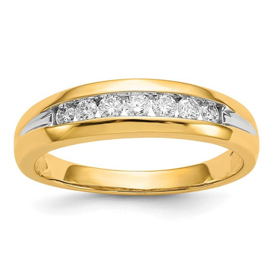 10K with Rhodium Diamond Mens Channel Ring