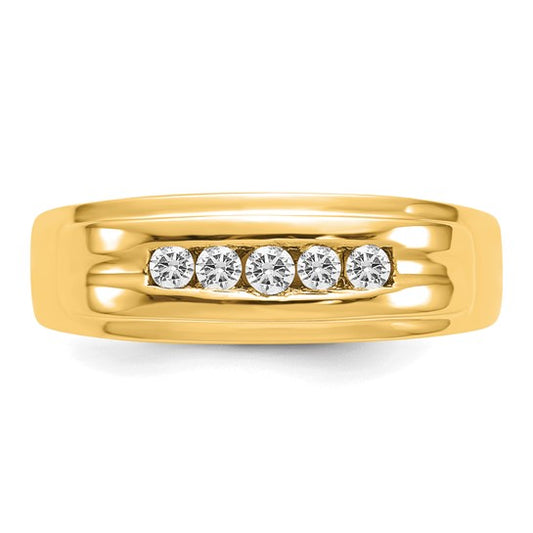 14k Diamond Mens 5-stone Ring