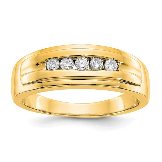 14k Diamond Mens 5-stone Ring