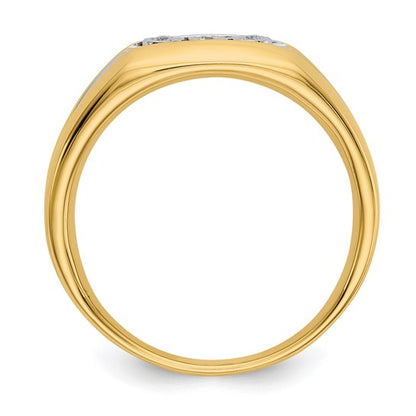 14k with Rhodium Diamond Mens Ring