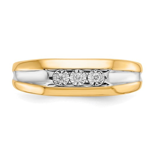 14k with Rhodium Diamond Mens Ring