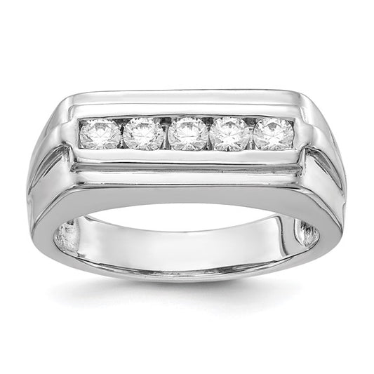 14K White Gold Lab Grown Diamond 5-stone Men's Ring
