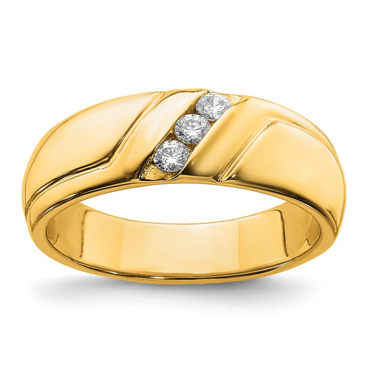 14k Diamond 3-stone Mens Ring