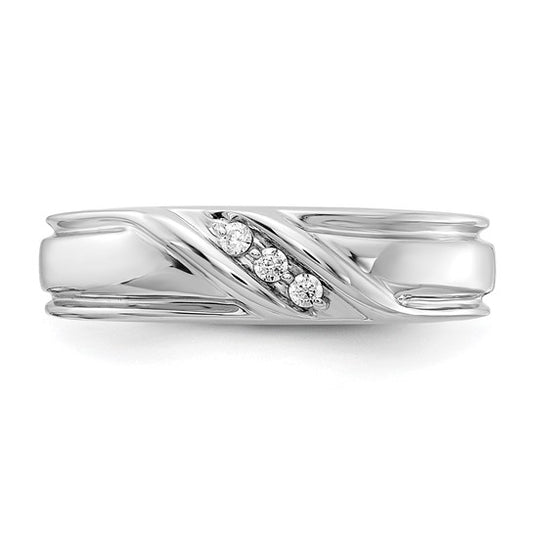 14k White Gold Diamond Mens Ring