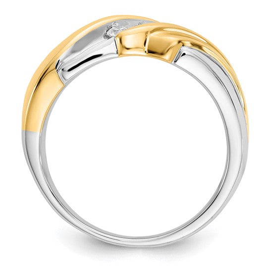 14k Two-tone Diamond Mens Ring