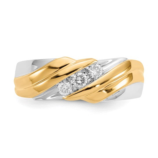 14k Two-tone Diamond Mens Ring