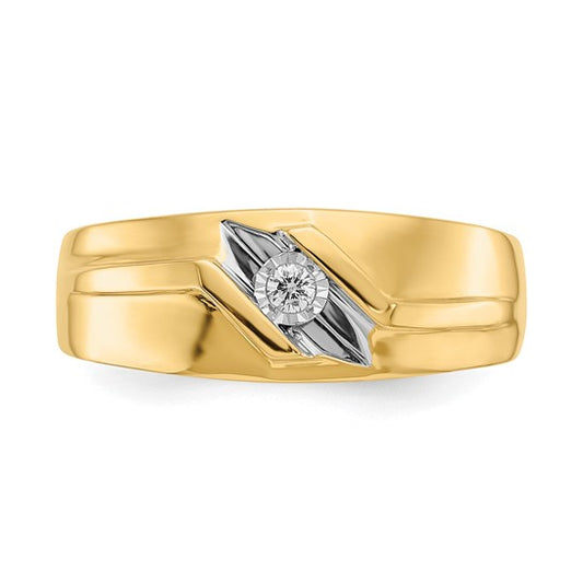 14k and Rhodium Diamond Mens Ring